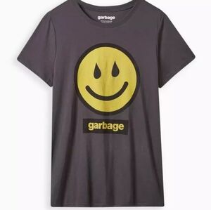 Purple Graphic Tee with Yellow Smiley Face